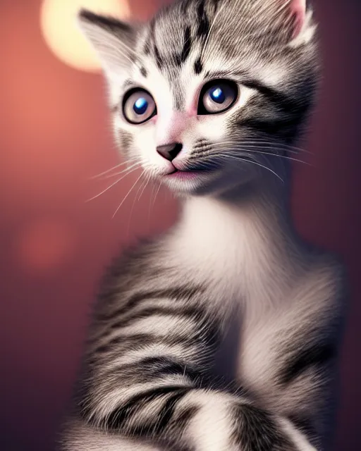 Image similar to a kitten on a rocket, photo, ultra detail, photoreal, professionally retouched, soft moonlight lighting, shiny plastic bikini, realistic, smooth face, goddess, luscious lips, perfect eyes, wide angle, sharp focus on eyes, 8 k high definition, insanely detailed, intricate, elegant, art by artgerm and wlop