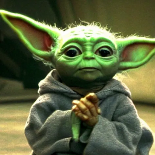 Prompt: a film still of baby yoda's kid training in star wars realistic, detailed