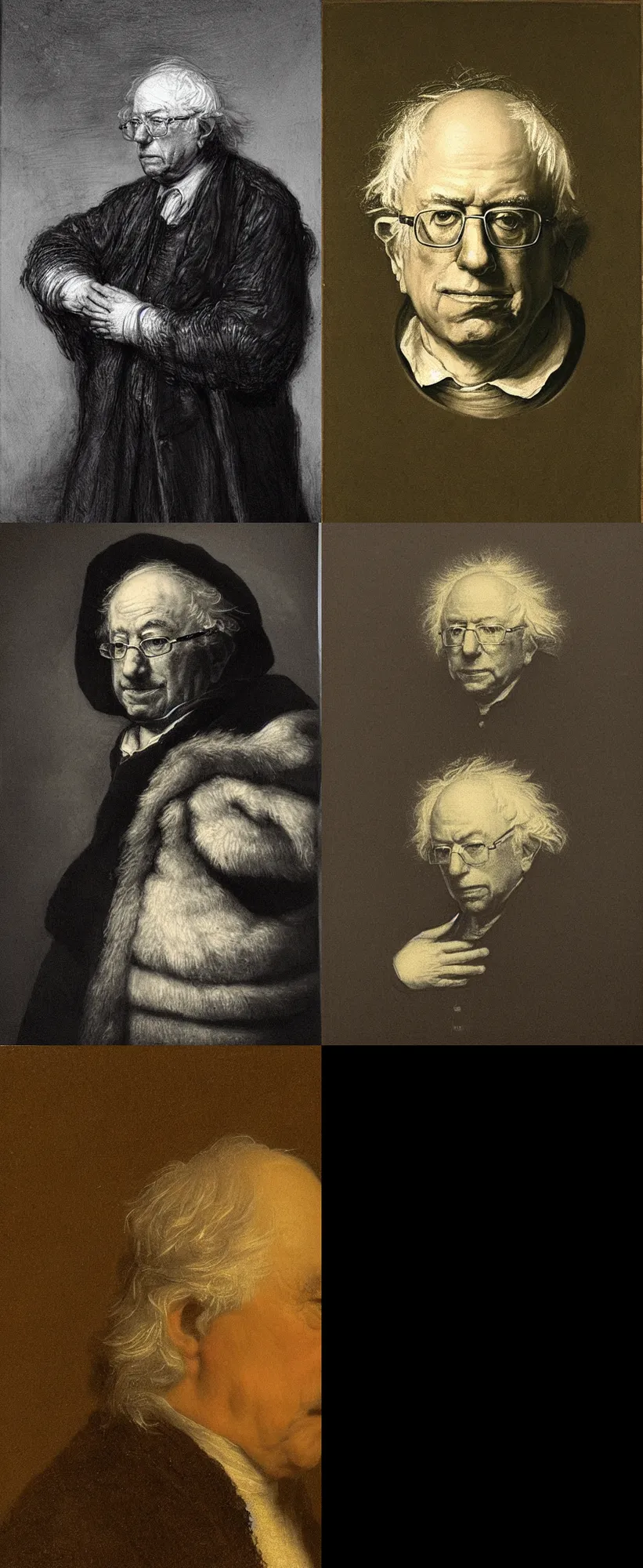 Prompt: “Bernie sanders in the style of Rembrandt”