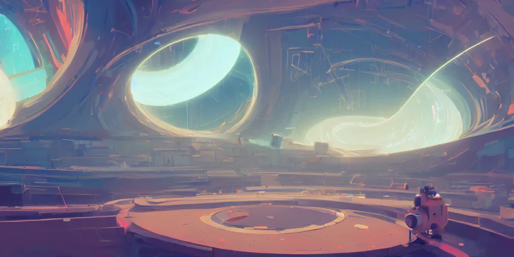 Image similar to factory that creates different universes, mini black hole with a turkish blue vortex, james gilleard, atey ghailan, makoto shinkai, goro fujita, studio ghibli, rim light, exquisite lighting, clear focus, very consistent, plain background, painting gentle