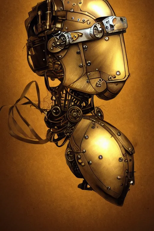 Image similar to steampunk helmet fantasy art mask robot ninja stylized digital illustration sharp focus, elegant intricate digital painting artstation concept art global illumination ray tracing advanced technology chaykin, howard and campion, pascale