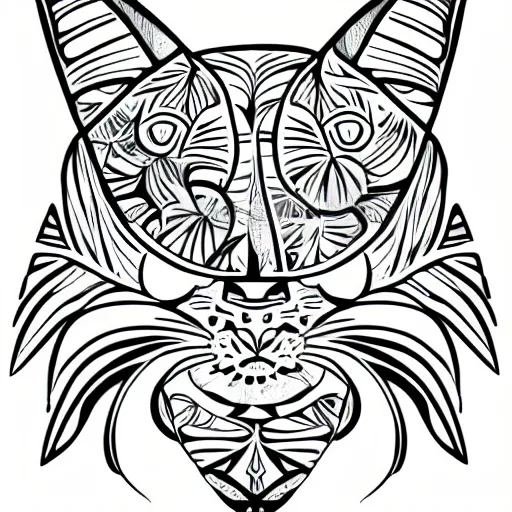 Image similar to tattoo sketch of a cat with one eye, monstera, a draft, organic ornament, minimalism, line art, vector