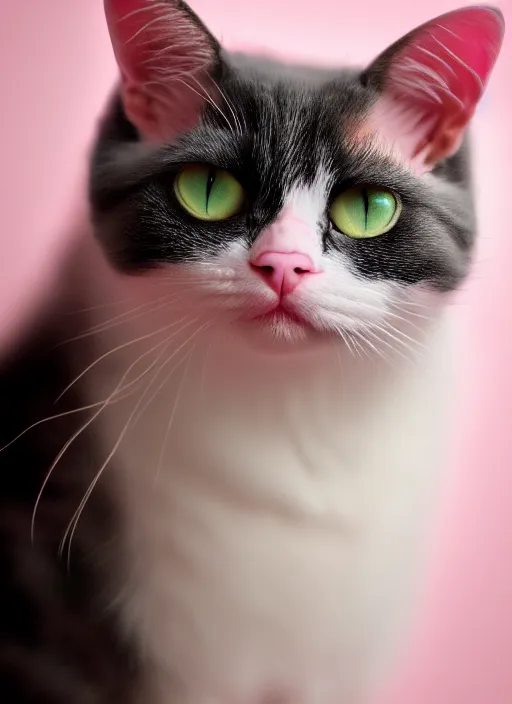 Image similar to cute pink cat photo , 4k, high details, trending on Artstation ,