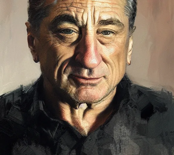 Image similar to a hyper-detailed photograph of Robert DeNiro by Craig Mullins; oil on canvas; trending on artstation