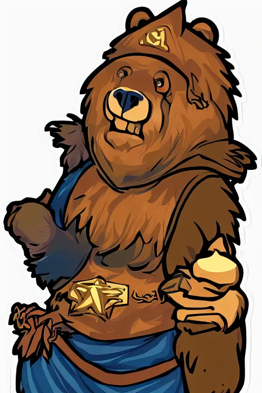 Image similar to Portrait of a bear that is a wizard casting a spell , wizard, medieval, sticker, colorful, casting epic spell, magic the gathering artwork, D&D, fantasy, artstation, heroic pose, illustration, highly detailed, simple, smooth and clean vector curves, no jagged lines, vector art, smooth