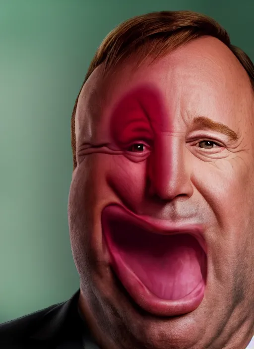Prompt: A hyper realistic ultra realistic photograph of Alex Jones screaming dressed as kirby by Br , detailed, photorealistic imagery, 8k quality