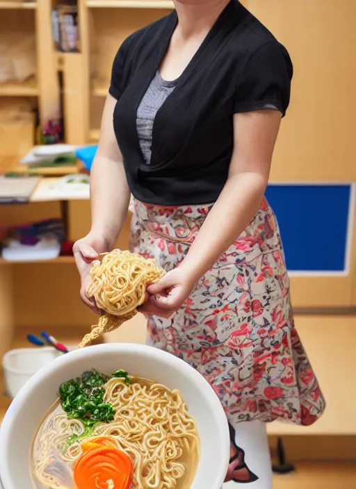 Image similar to teacher with short ramen hair, photo, 4 k 8 k, portrait