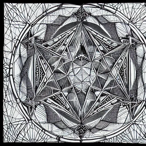 Prompt: platonic solids, sacred geometry, ink drawings, high detail, 8 k