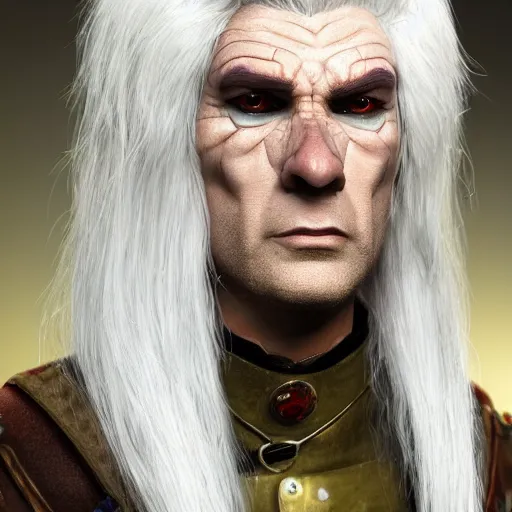 Image similar to a white haired snake man, fantasy, 4 k, inspired by pixar, very detailed, trending on cgsociety