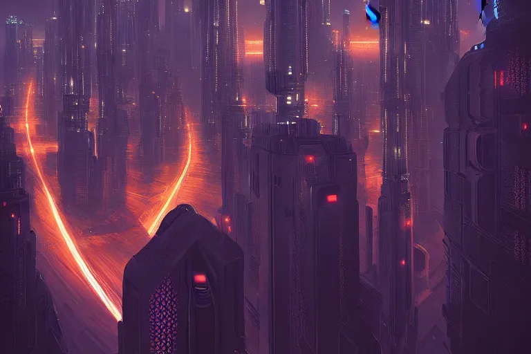Image similar to a scifi illustration, Night City on Coruscant by filip hodas