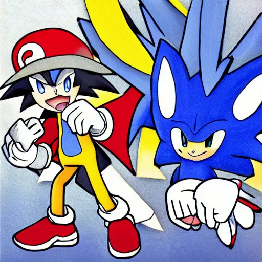 Image similar to pokemon that looks like sonic the hedgehog in pokemon style