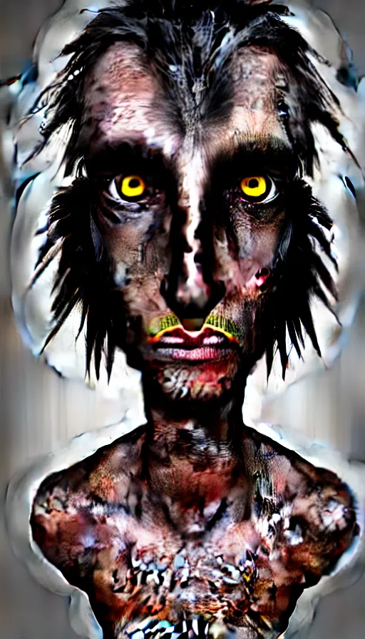 Image similar to epic professional digital art of a human - crow hybrid creature, portrait, human eyes, humanoid crow head, human skin, dark skin, humanoid figure