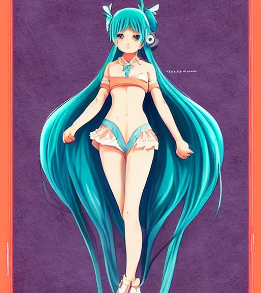 Prompt: Anime art of beautiful Hatsune miku with beautifel legs by rossdraws, magali villeneuve, Gil Elvgren, Alberto Vargas, Earl Moran, Art Frahm, Enoch Bolles, symmetrical shoulders