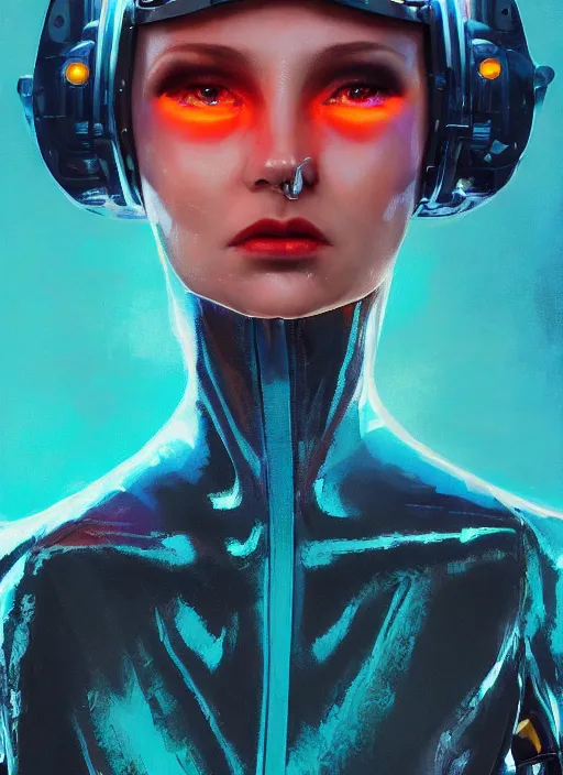 Prompt: symmetry!!! closeup portrait of a cyborg vape girl, fashion racing jumpsuit with shiny shoulder pads, cinematic light, windy, teal orange, volumetric smoke, mist, by gerald brom, by mikhail vrubel, by peter elson, muted colors, extreme detail, trending on artstation, 8 k