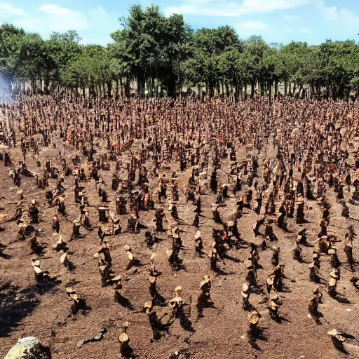 Prompt: thousands of boddhisatvas emerging from the earth, cellphone footage