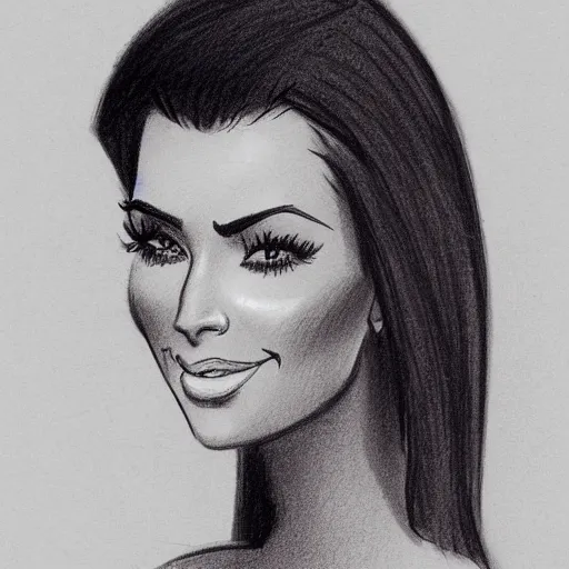 Image similar to milt kahl pencil sketch of kim kardashian