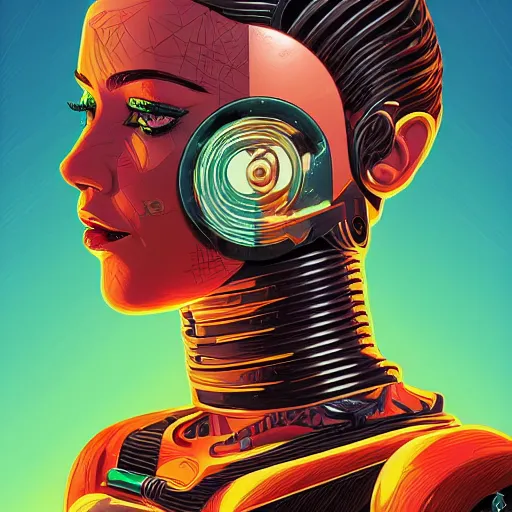 Image similar to a portrait of a female android, by Dan Mumford and Sandra Chevrier, 4k