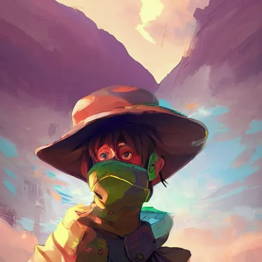 Image similar to snufkin as overwatch character, digital illustration portrait design, by android jones and greg rutkowski, retrowave color scheme, detailed, cinematic lighting, wide angle action dynamic portrait
