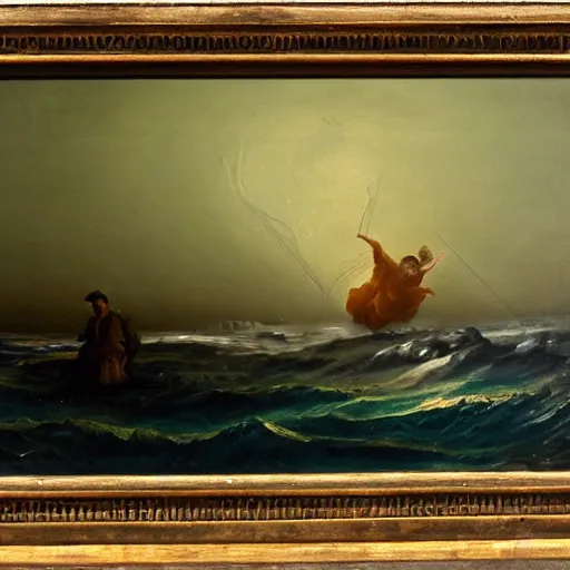 Image similar to the abyss, 1 9 th century oil painting