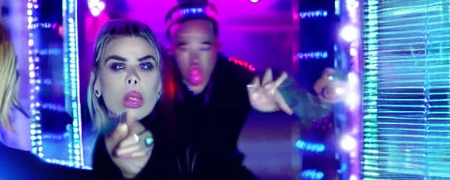 Image similar to 2 5 th anniversary 2 0 2 5 music video still, billie piper -'day & night ( billie's version ) ', produced by stargate tor & mikkel, popstar comeback single, choreography by jojo gomez, dancefloor, disco lights,'0 0 s nostalgia, singer - songwriter, nightclub, top 4 0