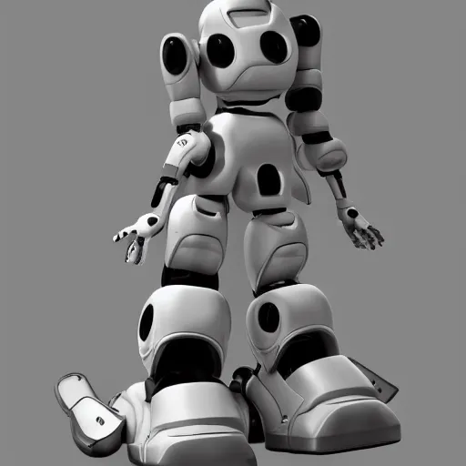 Prompt: a black and white photo of a robot, an ambient occlusion render by senior character artist, featured on zbrush central, toyism, zbrush, sketchfab, ambient occlusion