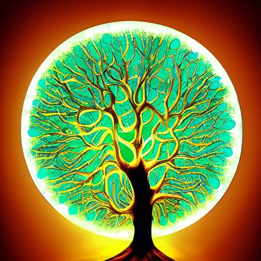 Prompt: luminous tree of life by daniel conway