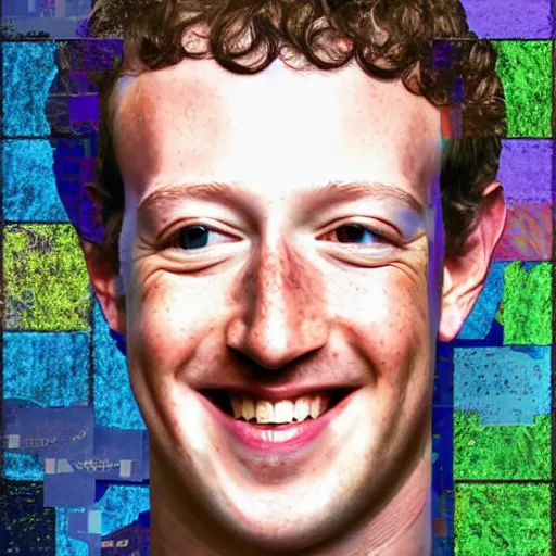 Image similar to a portrait of of mark zuckerberg constructed from facebook profile photos, collage, drop shadow, organic, layered composition, layers, texture, mcu, petals, highly textured, layered, sculpted, dynamic,