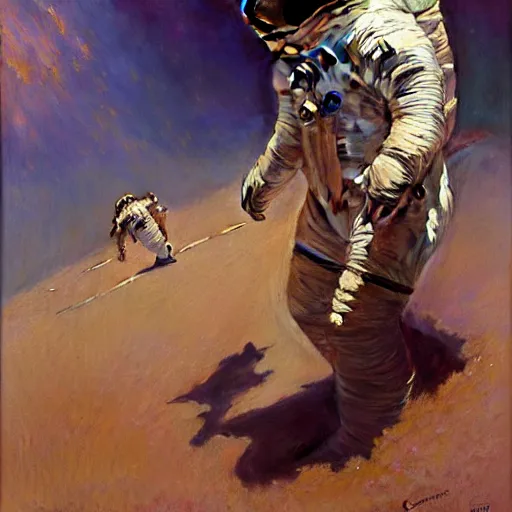 Prompt: astronaut, painting by gaston bussiere, craig mullins, greg rutkowski, alphonse mucha