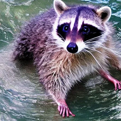 Image similar to photo of a raccoon octopus hybrid