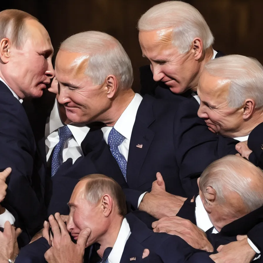 Image similar to putin kisses biden.