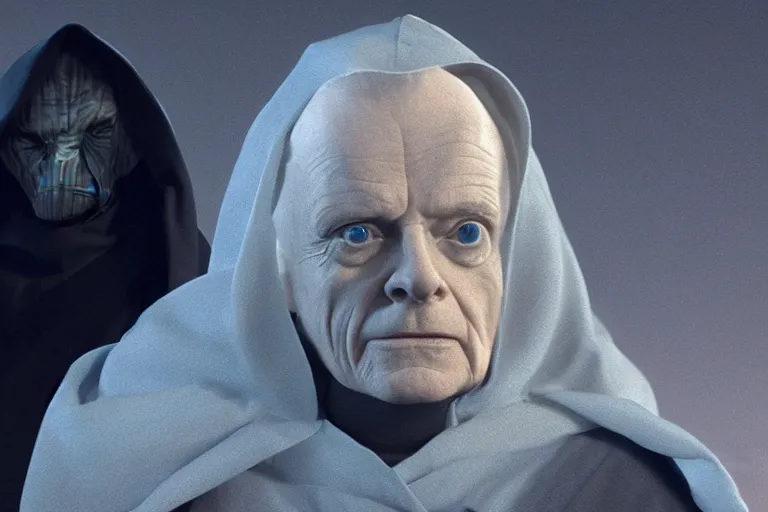 Prompt: a cinematic still of (Ian McDiarmid!!!) as palpatine, wearing sith hood, Ian McDiarmid, ((octane render, nvidia raytracing demo)), ((((lightning)))), masterpiece