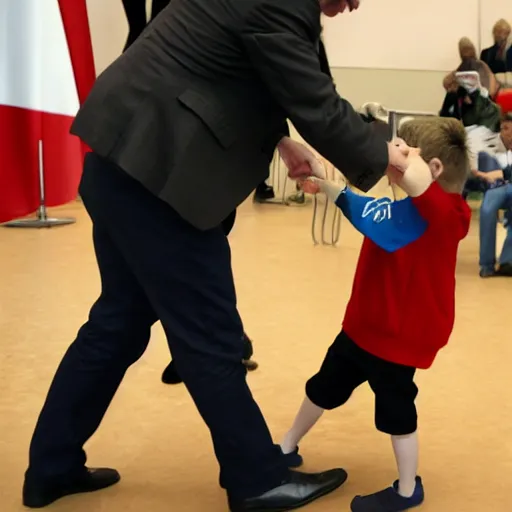 Image similar to melenchon is spanking a kid version of macron, by esao andrew