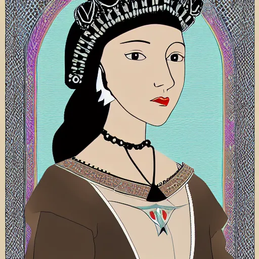 Prompt: avian Anne Boleyn, digital art