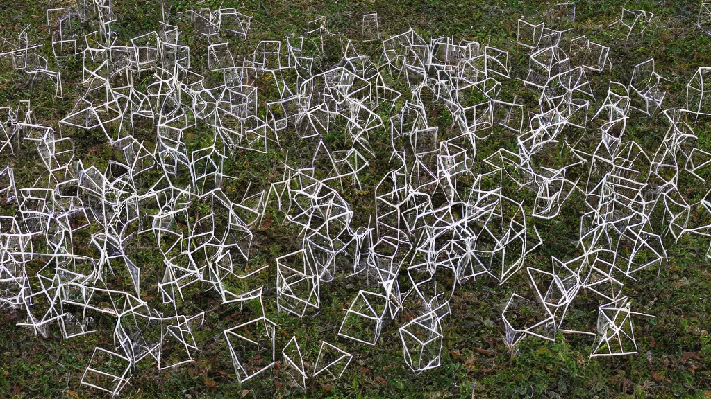 Prompt: glitch art untrained trumpet cube ( s ) in nature