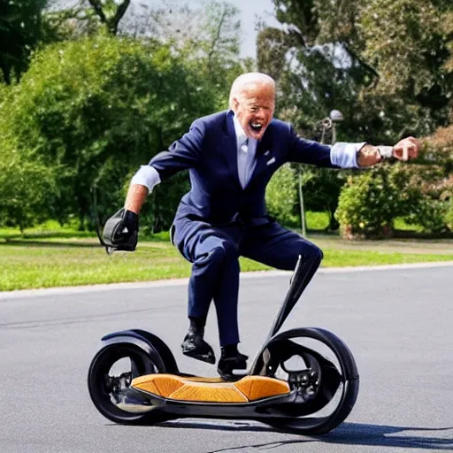 Image similar to biden riding a onewheel