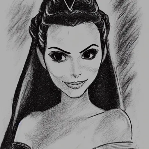 Image similar to milt kahl sketch of victoria justice as princess padme from star wars episode 3