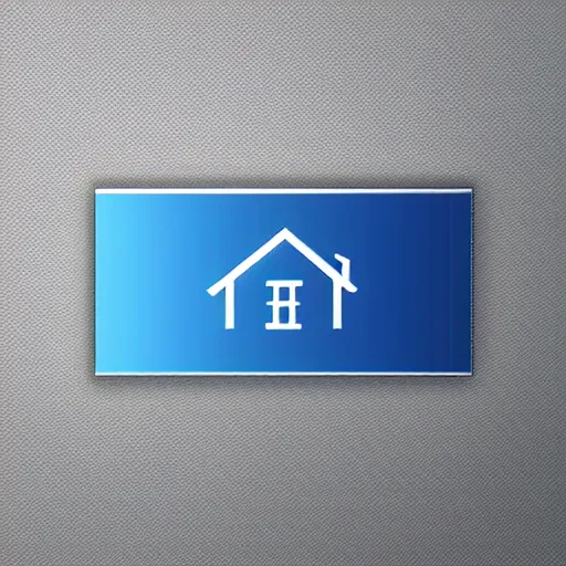 Prompt: pictorial logo, house, minimal design, blue color scheme, metallic, 4 k