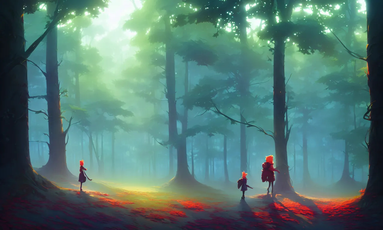 Image similar to Dark forest, Colored Berries, behance hd by Jesper Ejsing, by RHADS, Makoto Shinkai and Lois van baarle, ilya kuvshinov, rossdraws global illumination