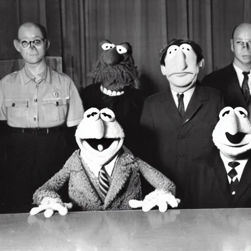 Image similar to muppets on nuremberg trial