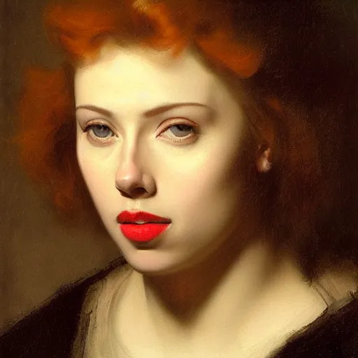 Prompt: portrait of scarlet johansson by rembrandt