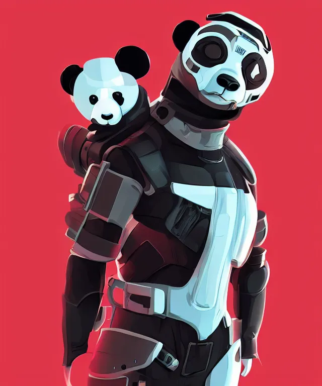 Prompt: futuristic cyberpunk android panda, duo tone, reflective skin, trending on Artstation,