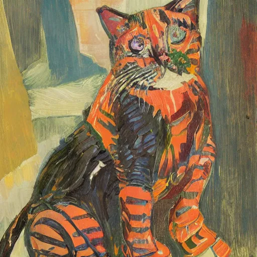 Prompt: a cat portrait by louis wain