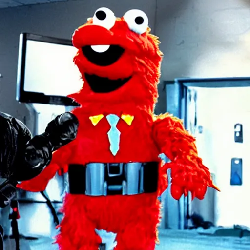 Prompt: Elmo version of Arnold Schwarzenegger in the terminator