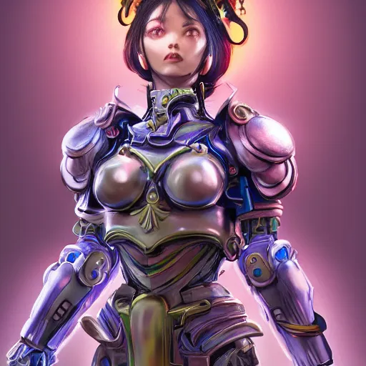 Image similar to studio portrait of lawful good colorful female holy mecha paladin absurdly beautiful, elegant, young sensual graceful woman, ultrafine hyperrealistic detailed face illustration by kim jung gi, irakli nadar, intricate linework, sharp focus, bright colors, matte, octopath traveler, final fantasy, unreal engine highly rendered, global illumination, radiant light, intricate environment