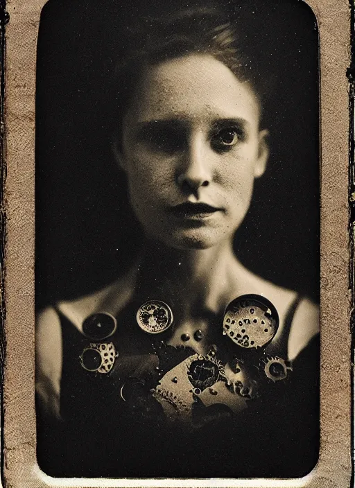 Image similar to old wetplate daguerreotype portrait, explosion of data fragments, fractal, intricate, elegant, highly detailed, parallax, leica, medium format, subsurface scattering, by marie harnett