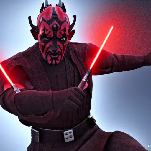 Prompt: realistic 8k render of darth maul as grogu