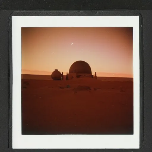 Prompt: polaroid photo of tatooine