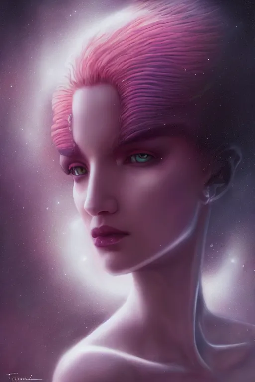 Image similar to portrait of an elegant alien queen, straight on portrait, by artgerm, tom bagshaw, gerald brom, vaporwave colors, lo - fi colors, vaporwave, lo - fi, moody vibe, goth vibe, 4 k, hd,