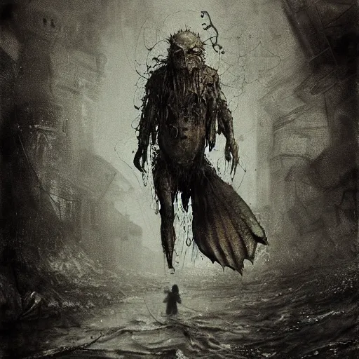 Image similar to wet collodion photography of innsmouth dweller mutant fishman sailor old man with gills and scales creatures from the deep ocean by emil melmoth zdzislaw beksinki craig mullins yoji shinkawa realistic render ominous detailed photo atmospheric by jeremy mann francis bacon and agnes cecile ink drips paint smears digital glitches glitchart