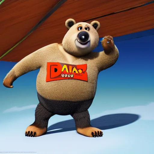 Image similar to a bear as a pixar character, 8 k